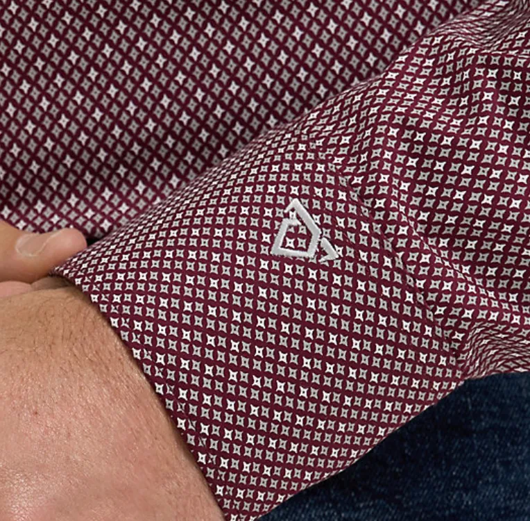 112357679- Wrangler men's Cody Johnson Button LS- Burgundy Diamond