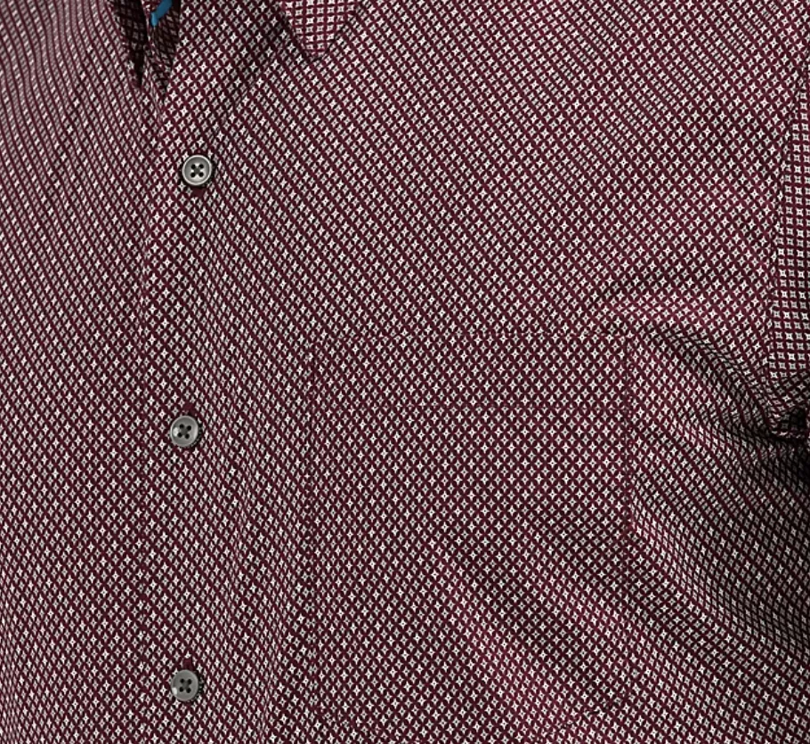 112357679- Wrangler men's Cody Johnson Button LS- Burgundy Diamond