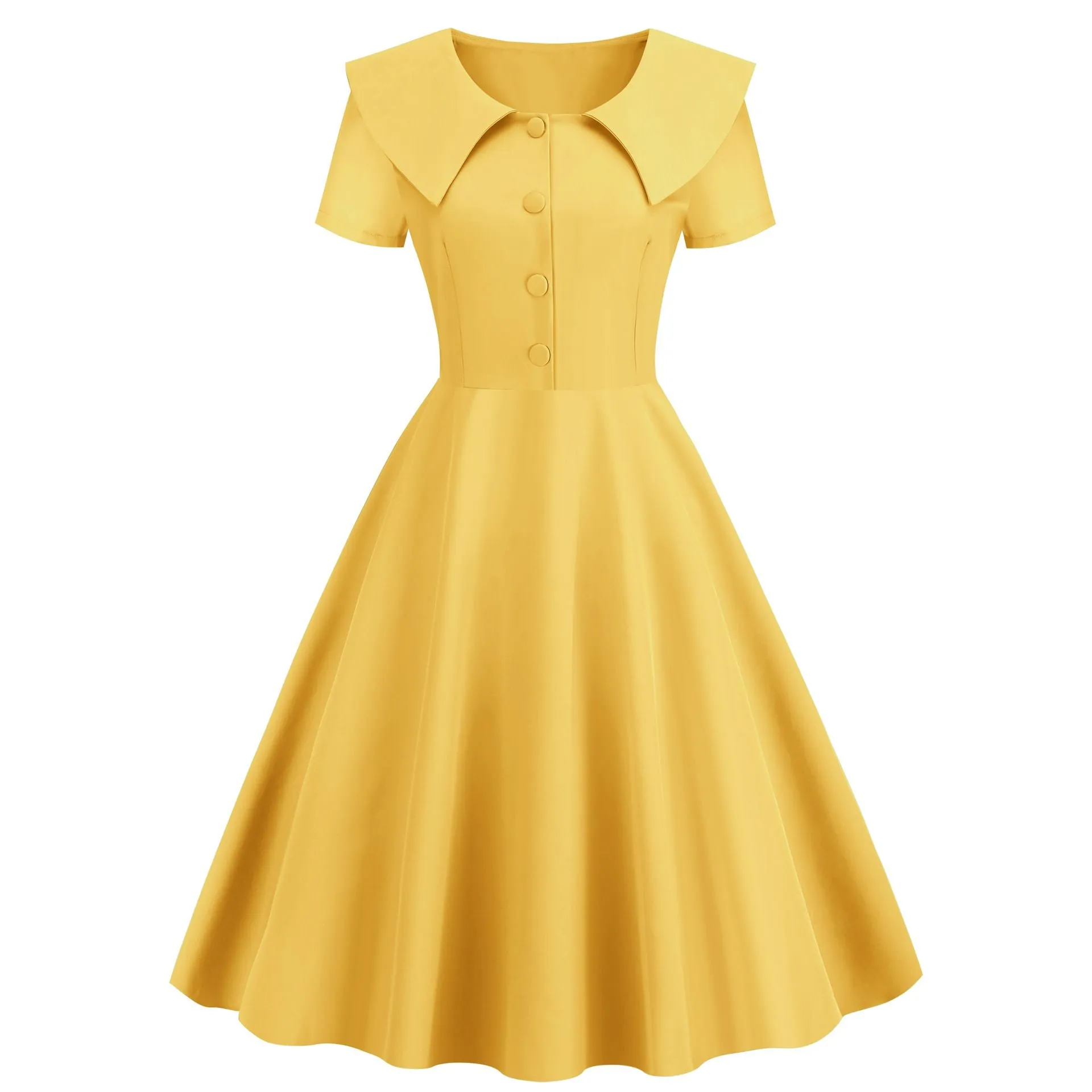 1950s Retro Vintage Party Swing Dress Elegant Rockabilly Short Sleeve Pin Up Dress