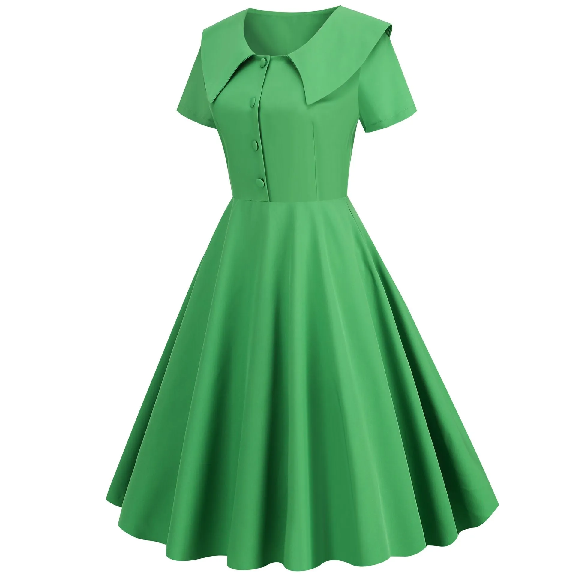 1950s Retro Vintage Party Swing Dress Elegant Rockabilly Short Sleeve Pin Up Dress