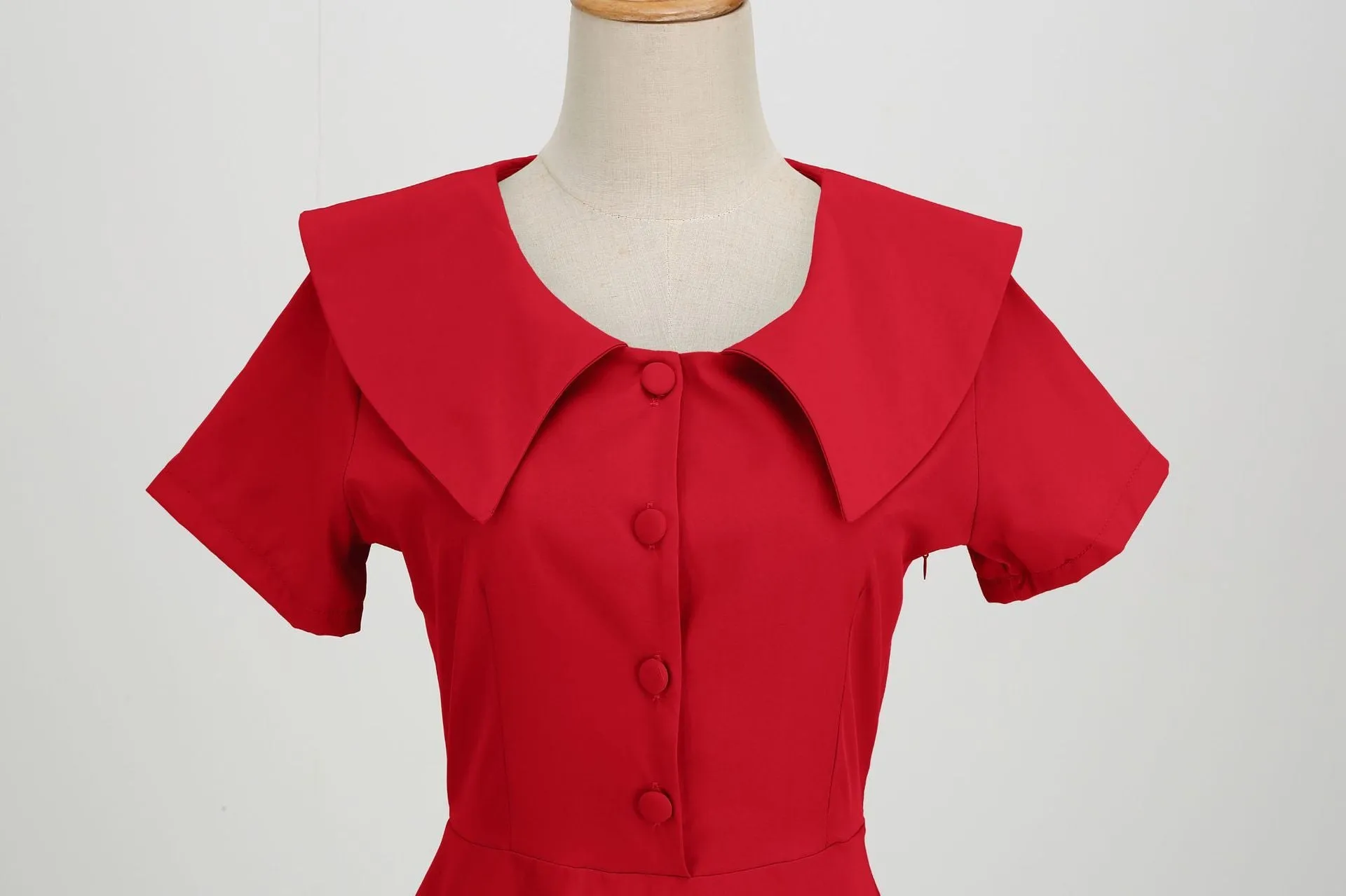 1950s Retro Vintage Party Swing Dress Elegant Rockabilly Short Sleeve Pin Up Dress