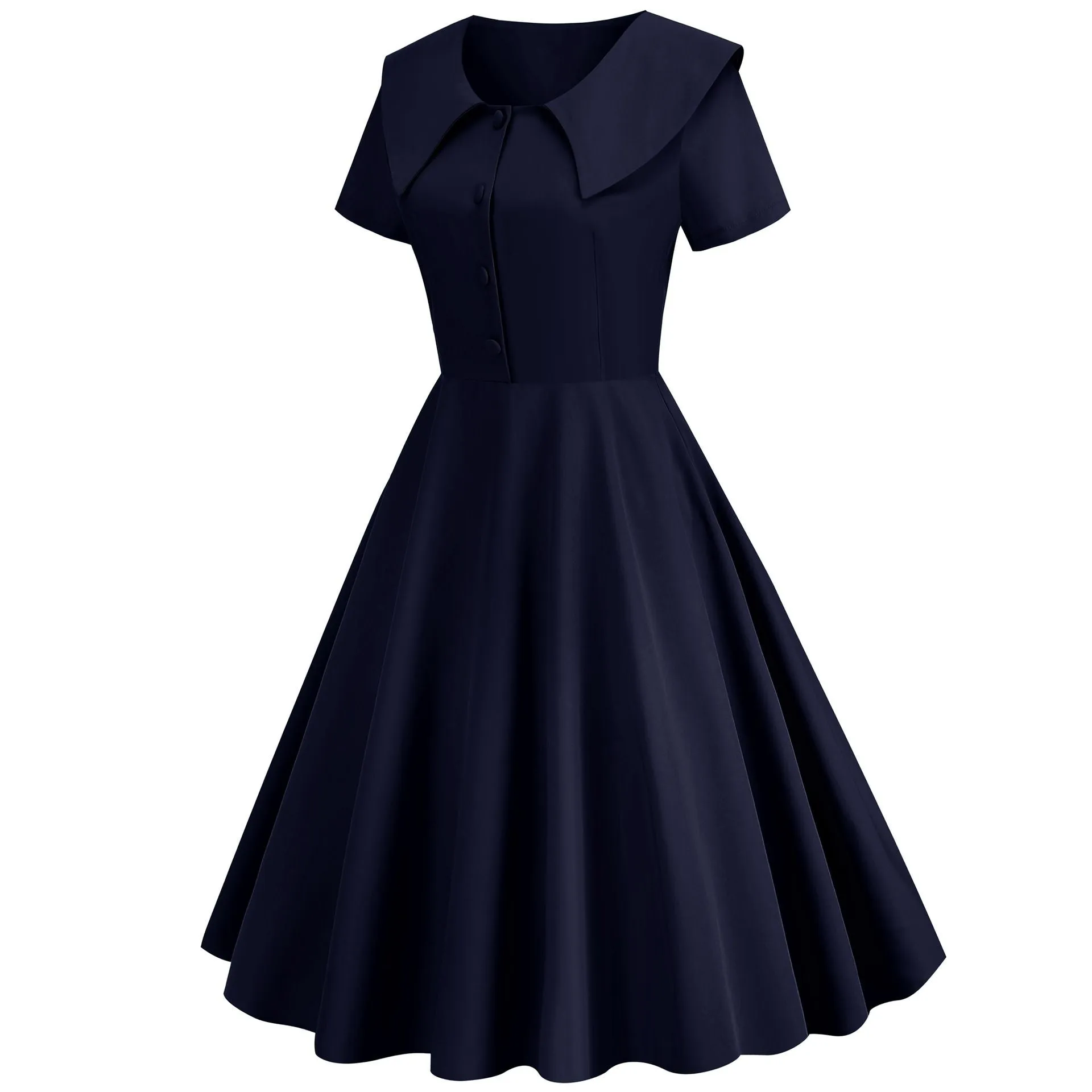 1950s Retro Vintage Party Swing Dress Elegant Rockabilly Short Sleeve Pin Up Dress
