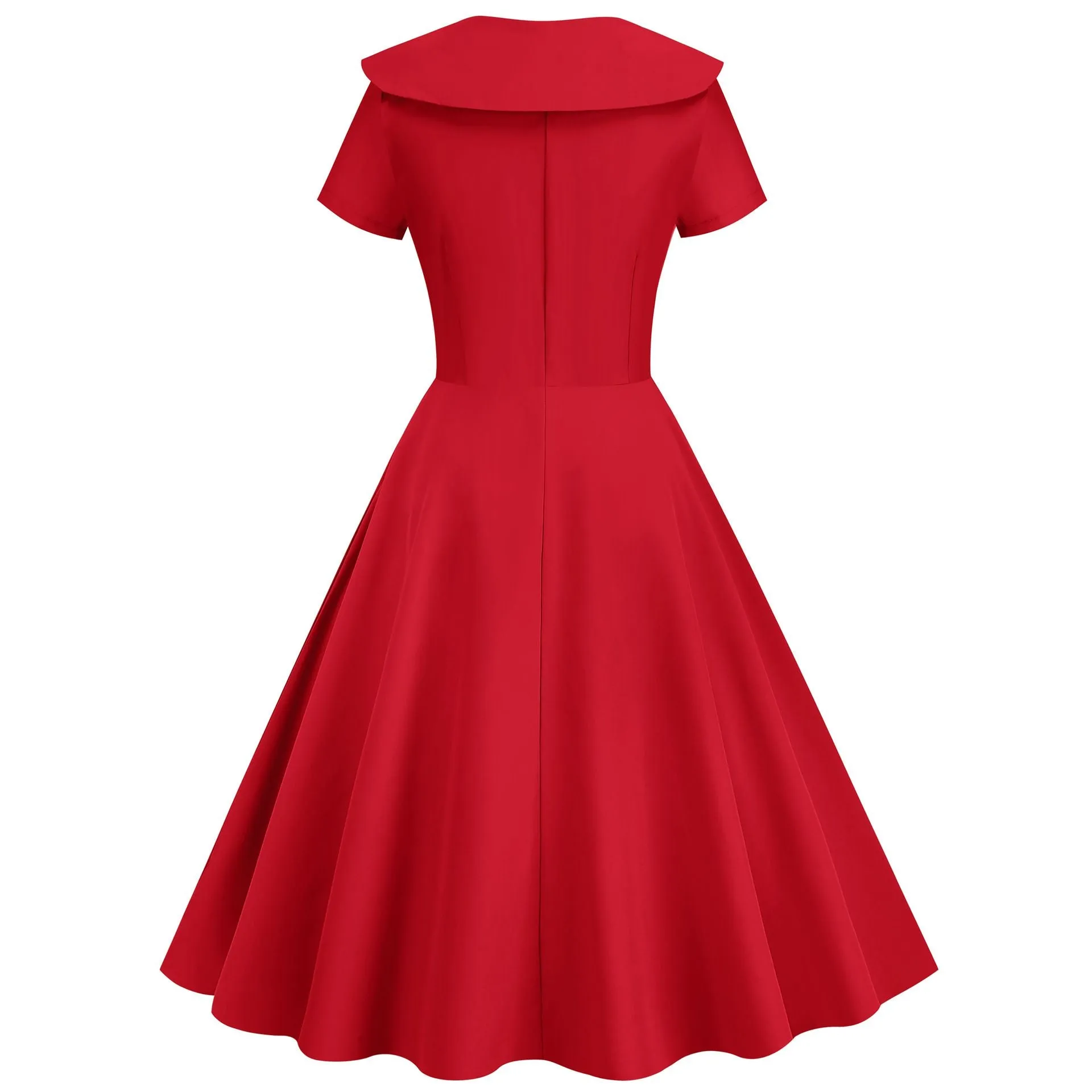 1950s Retro Vintage Party Swing Dress Elegant Rockabilly Short Sleeve Pin Up Dress
