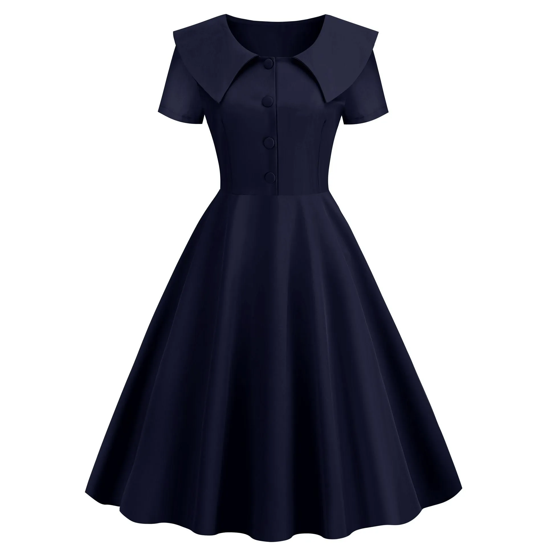1950s Retro Vintage Party Swing Dress Elegant Rockabilly Short Sleeve Pin Up Dress