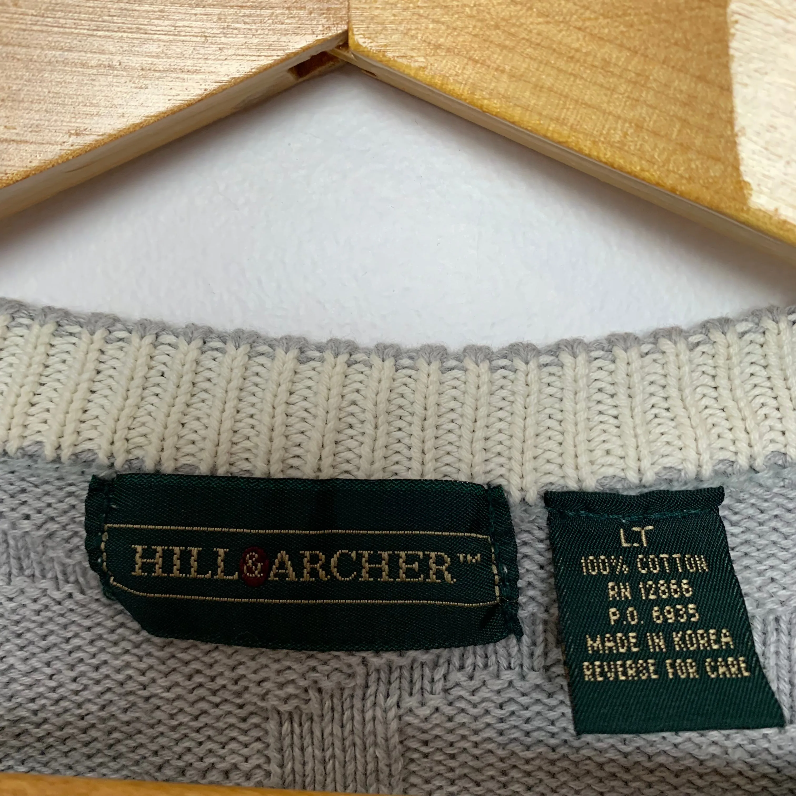 90s Hill & Archer Gray Chunky Knit Grandpa Sweater Large Tall