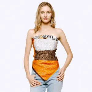 Abstract Print Scarf Orange, Ivory, Black