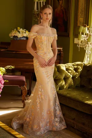 Applique Off Shoulder Gown by GLS Gloria GL3592