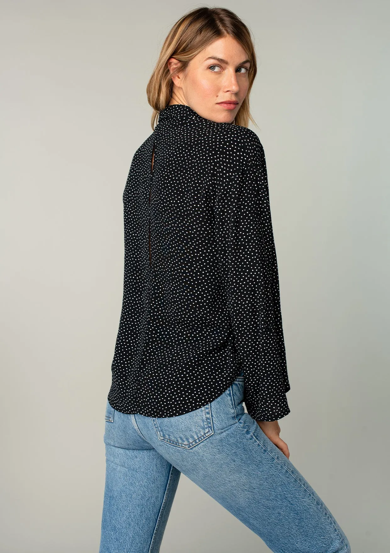 Bardot Button Up Polka Dot Blouse