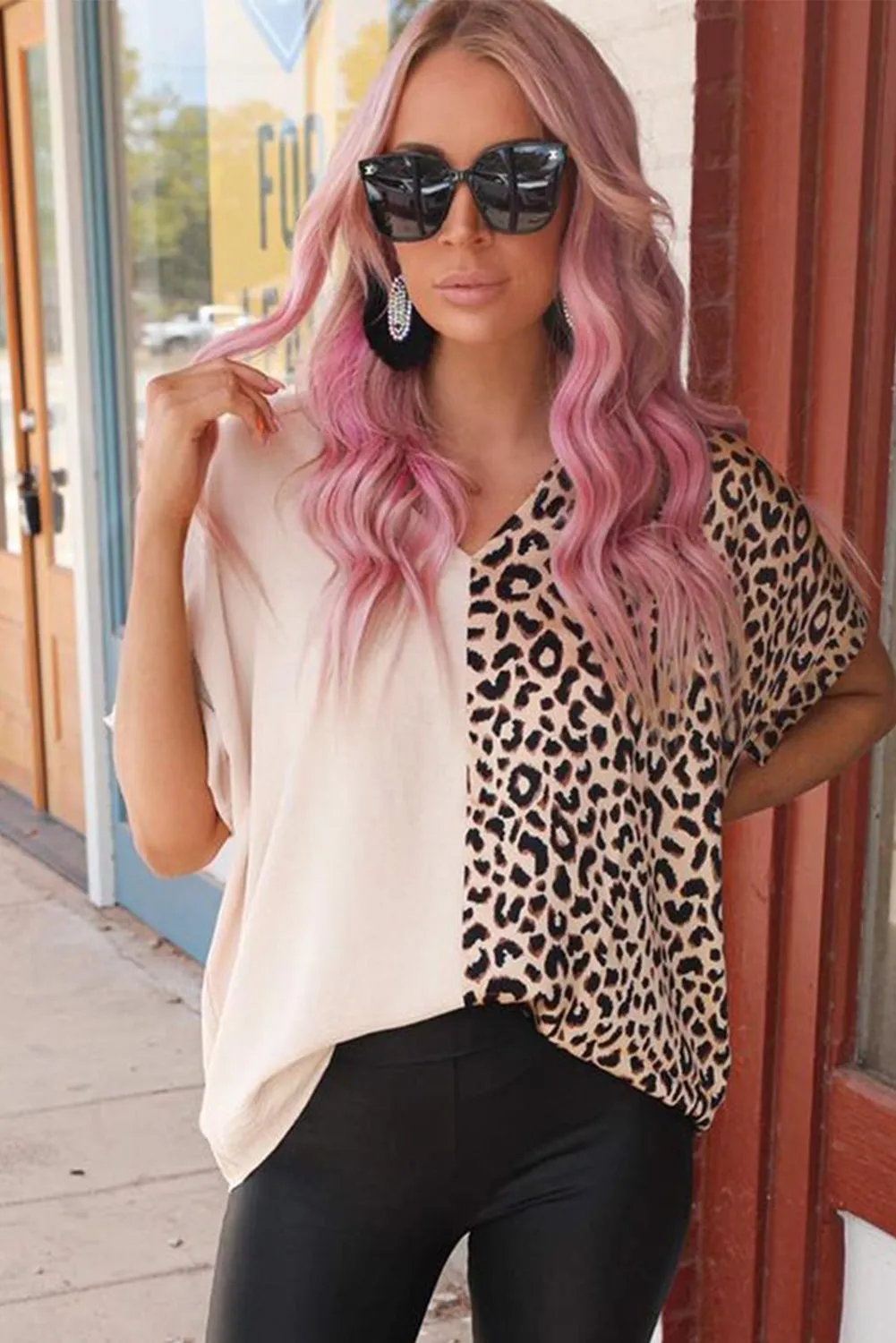 Bi-Color Leopard Print Shirt