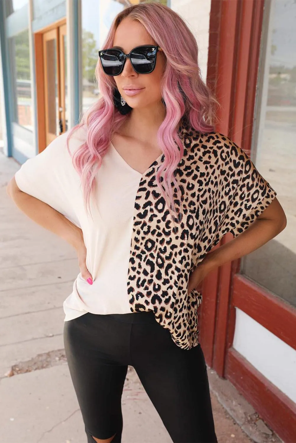 Bi-Color Leopard Print Shirt