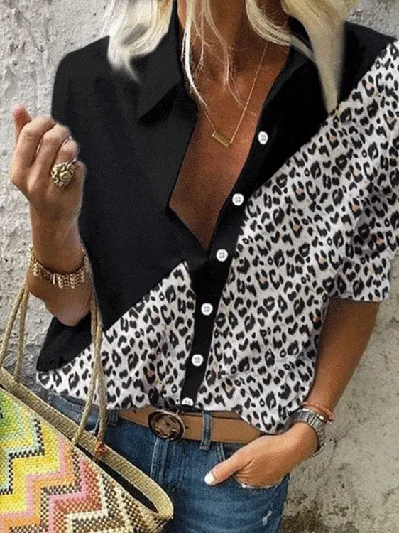 Bi-Color Leopard Print Shirt