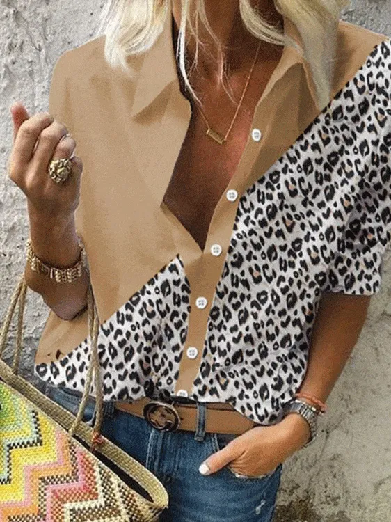 Bi-Color Leopard Print Shirt