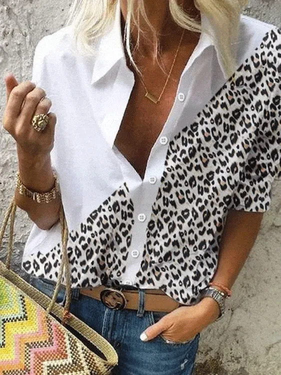 Bi-Color Leopard Print Shirt