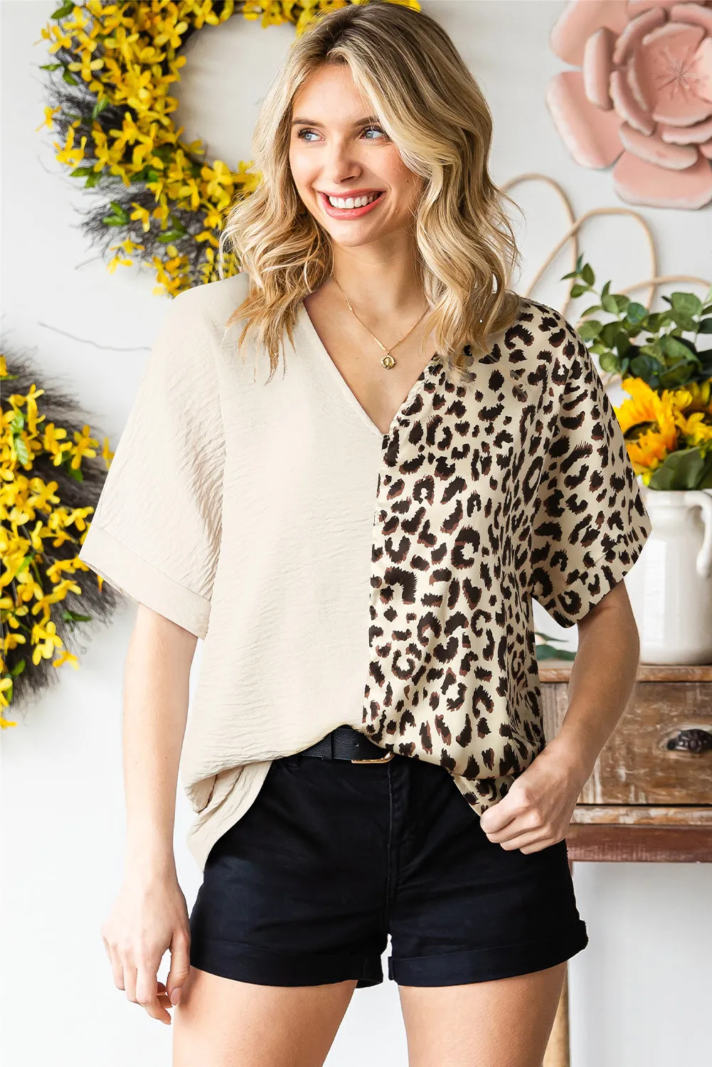 Bi-Color Leopard Print Shirt