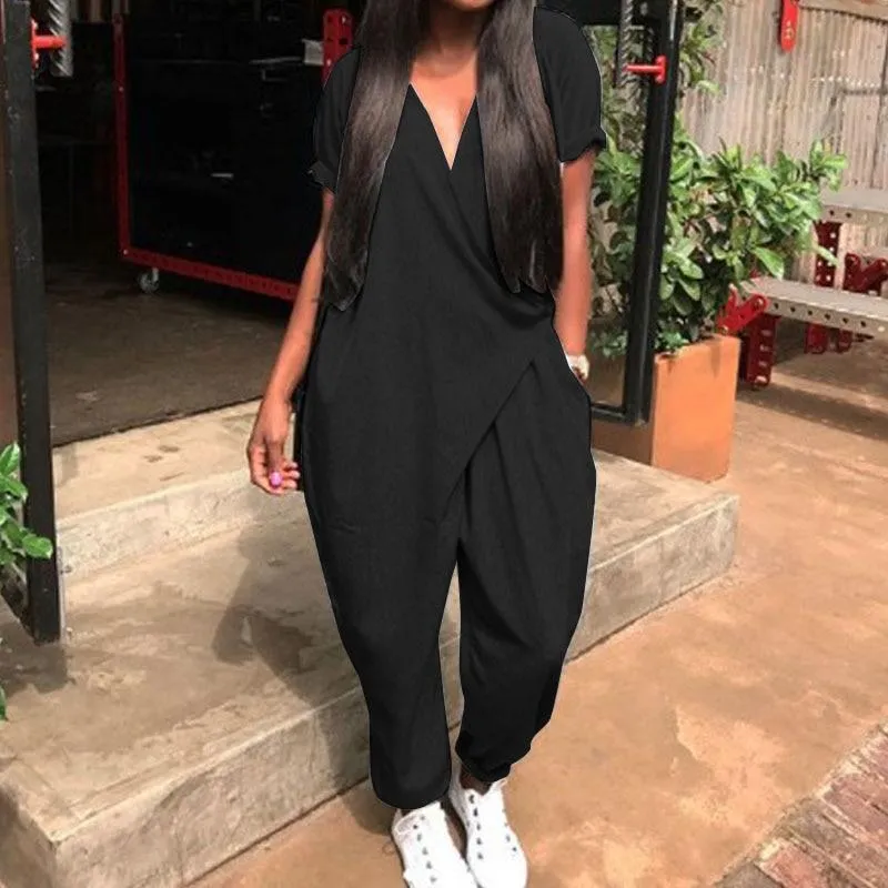 Boheo Romper Overalls V-neck, short sleeves