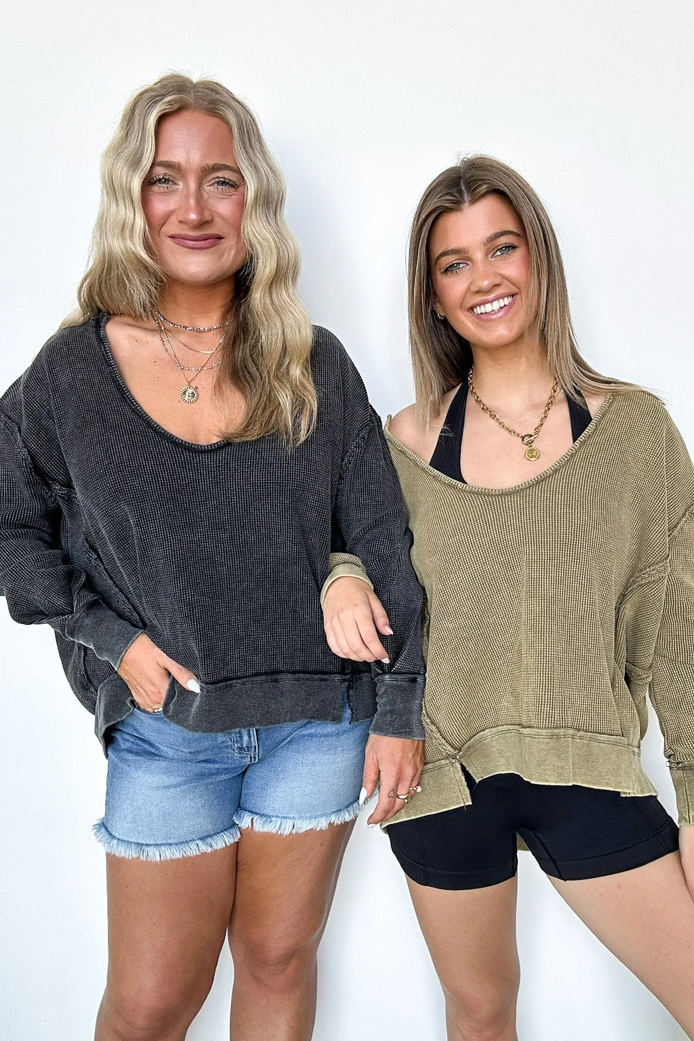 Braelyn V-Neck Oversized Waffle Knit Pullover - FINAL SALE