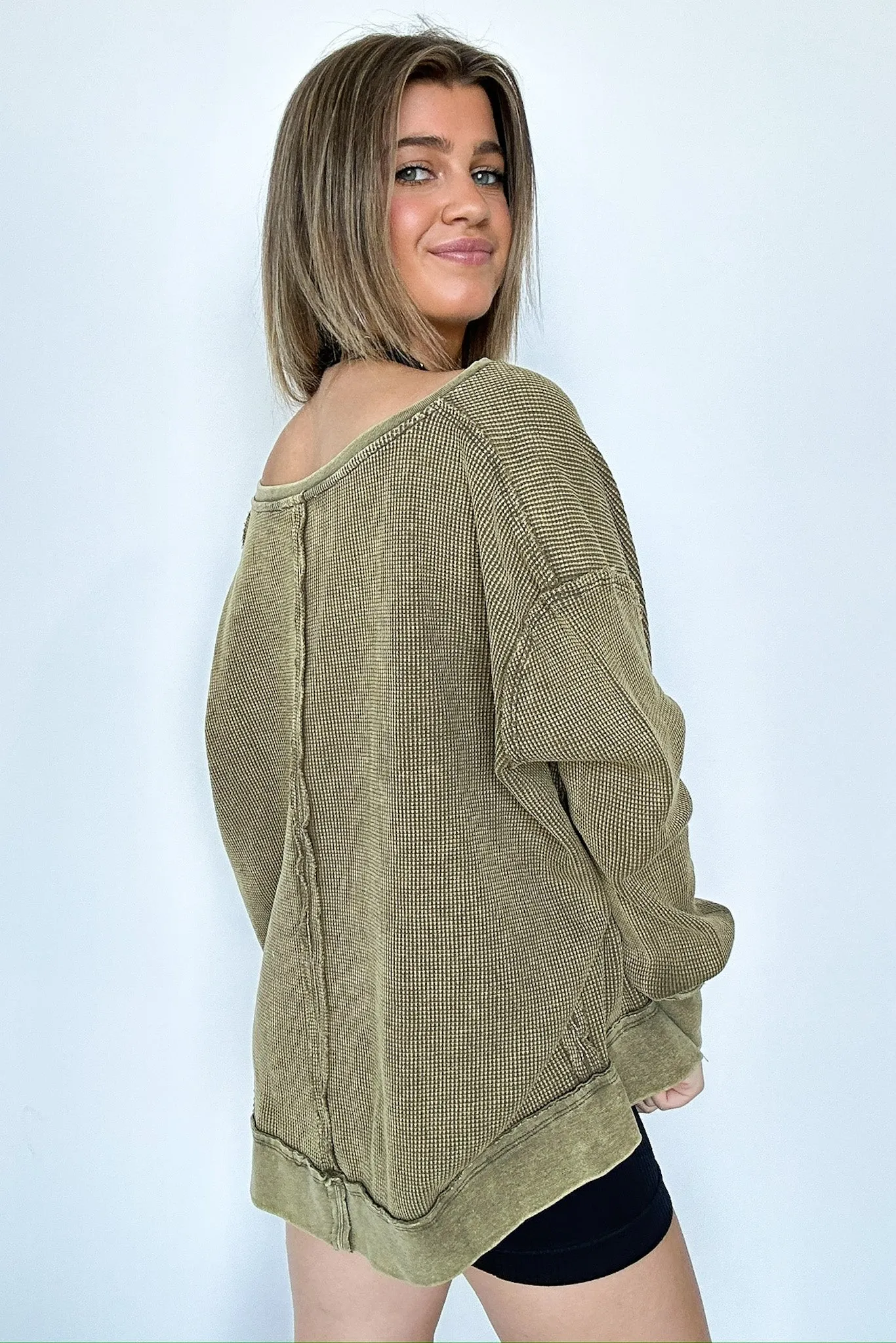 Braelyn V-Neck Oversized Waffle Knit Pullover - FINAL SALE