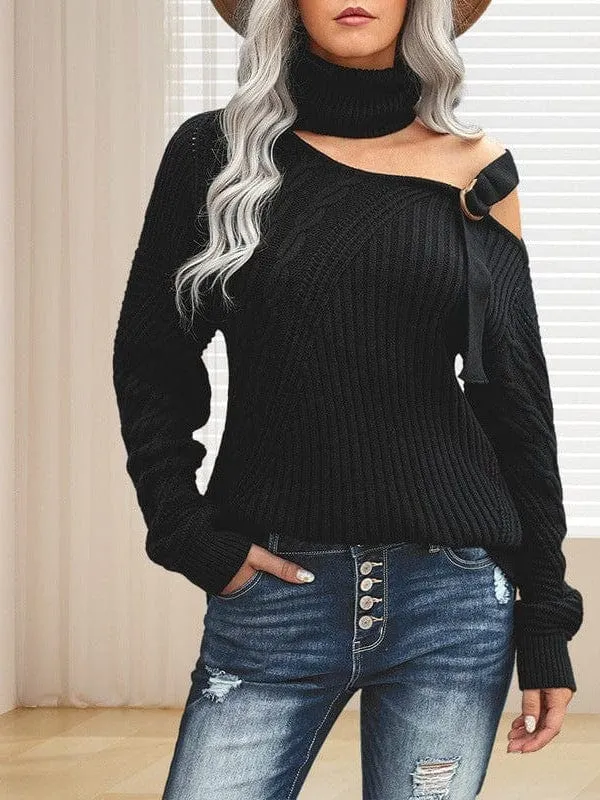 Button Detail Asymmetrical Knit Top