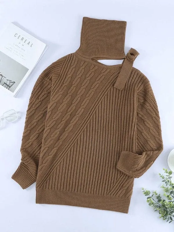 Button Detail Asymmetrical Knit Top