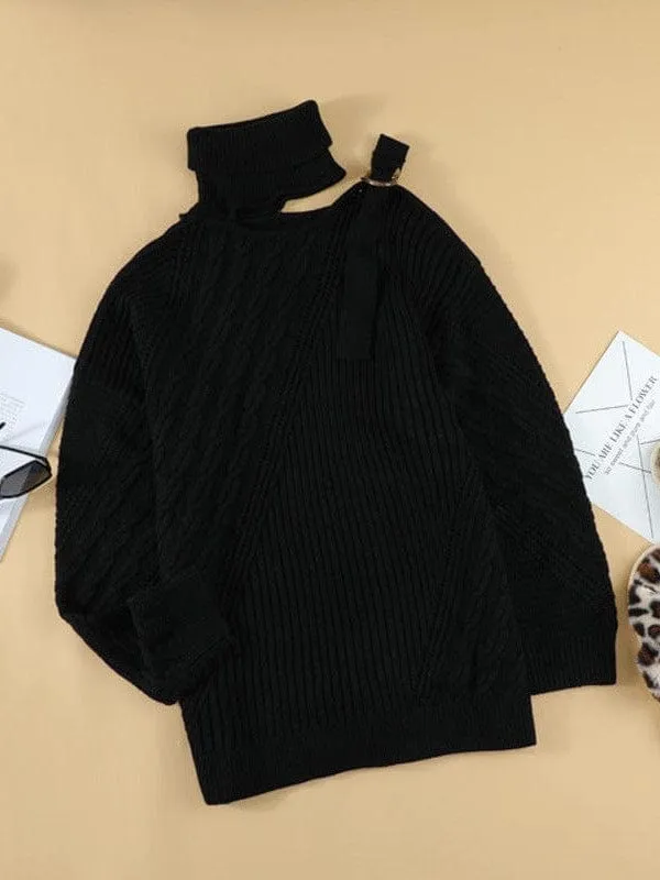 Button Detail Asymmetrical Knit Top