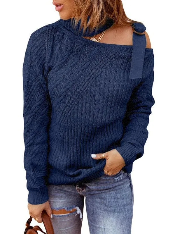Button Detail Asymmetrical Knit Top