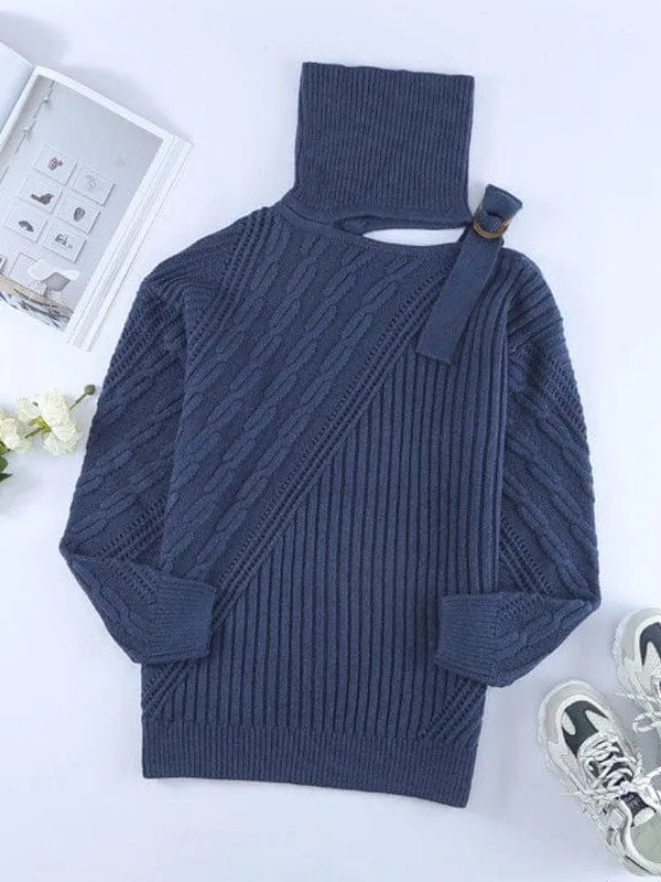 Button Detail Asymmetrical Knit Top