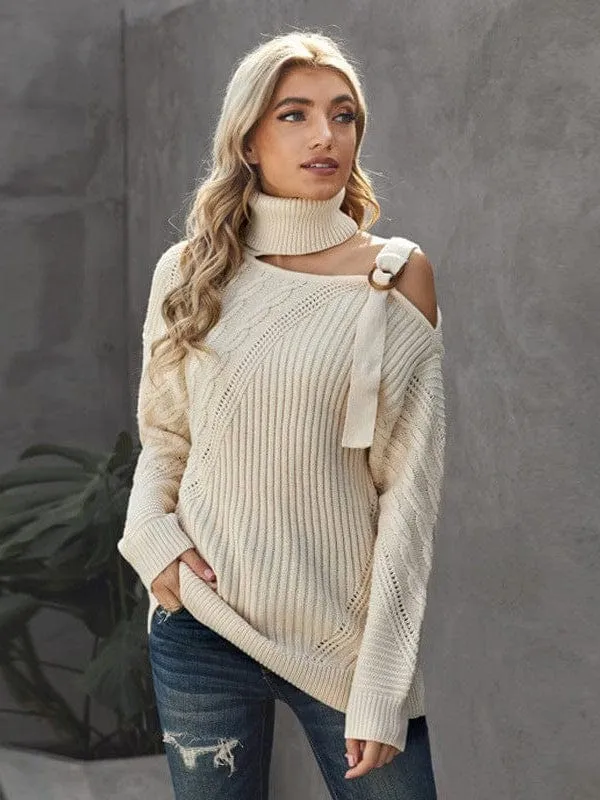 Button Detail Asymmetrical Knit Top