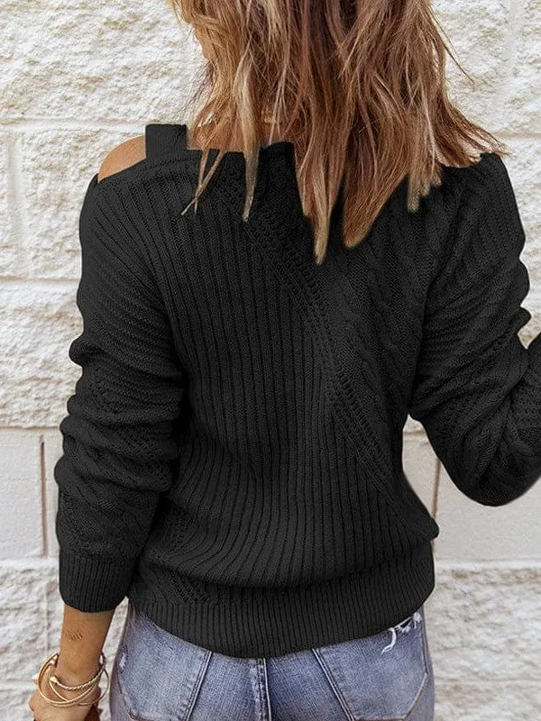Button Detail Asymmetrical Knit Top