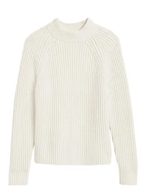 Chunky High Crew-Neck Sweater in Ivory White