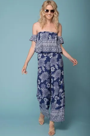 Clover Boho Floral Print Jumpsuit