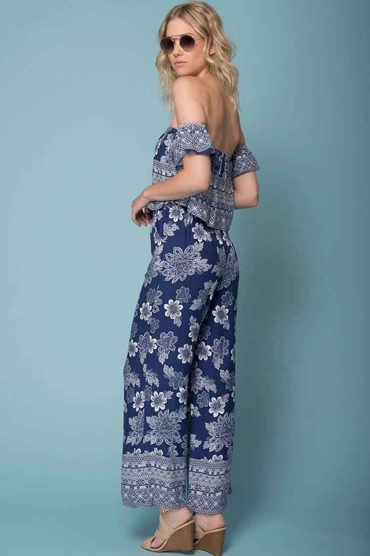 Clover Boho Floral Print Jumpsuit