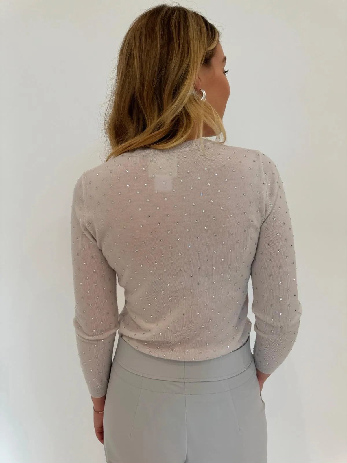Elce Rhinestone Pullover Sweater - Wool White