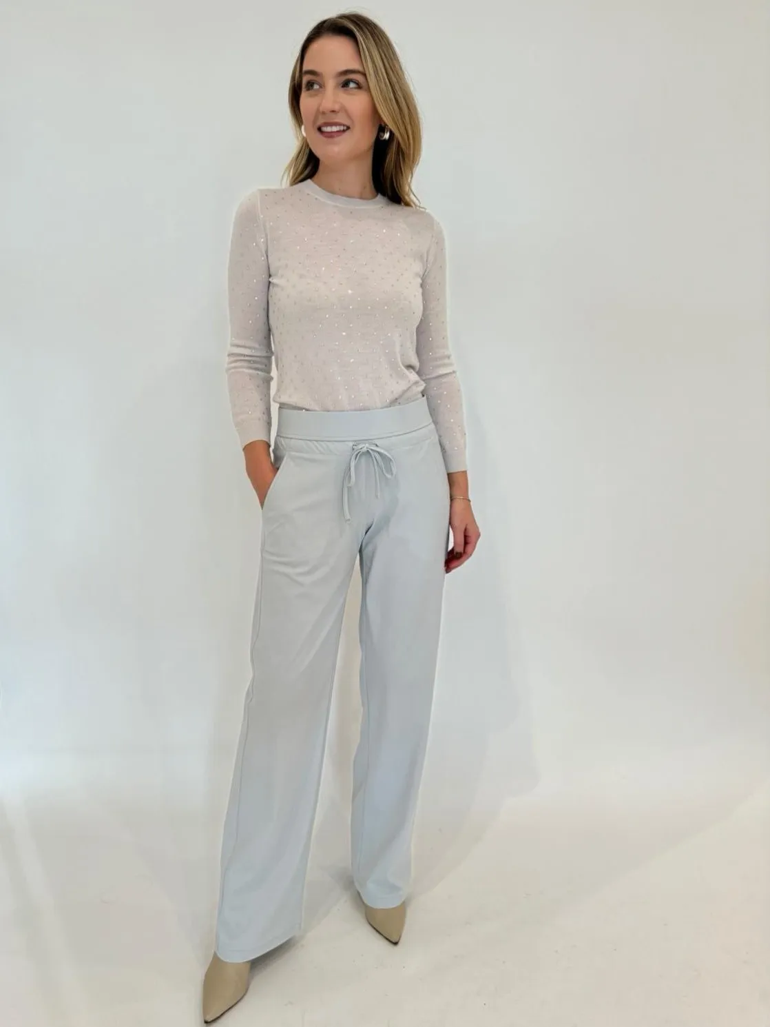 Elce Rhinestone Pullover Sweater - Wool White