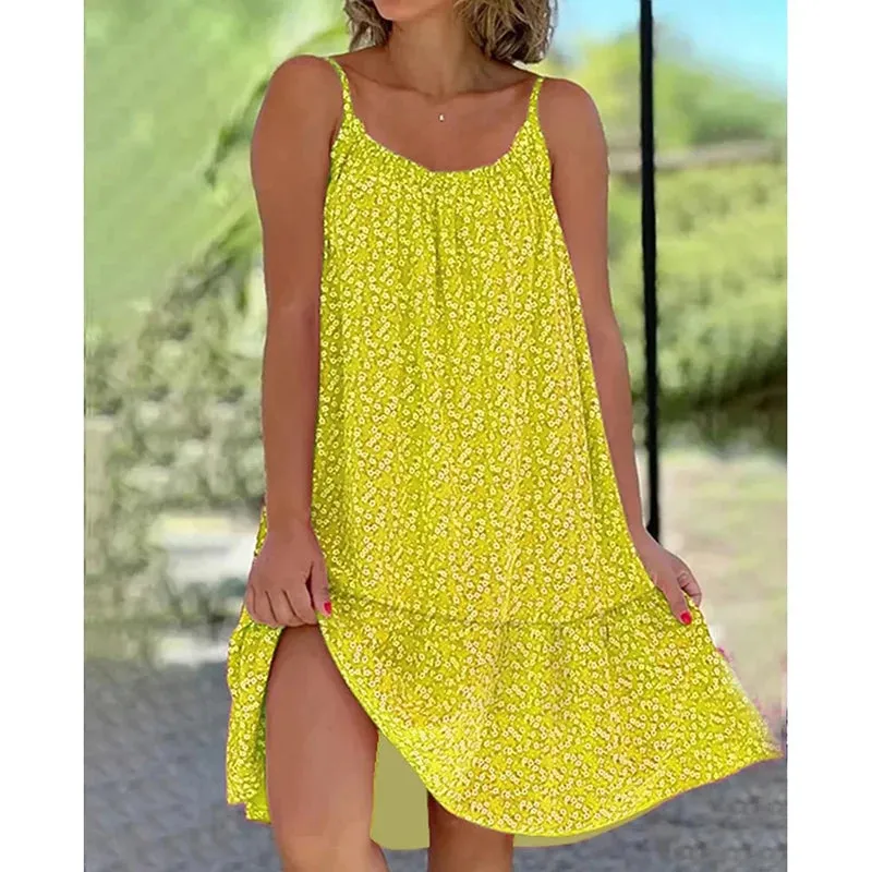 Elegant Shattered Causal O Neck Women Floral Print Dress