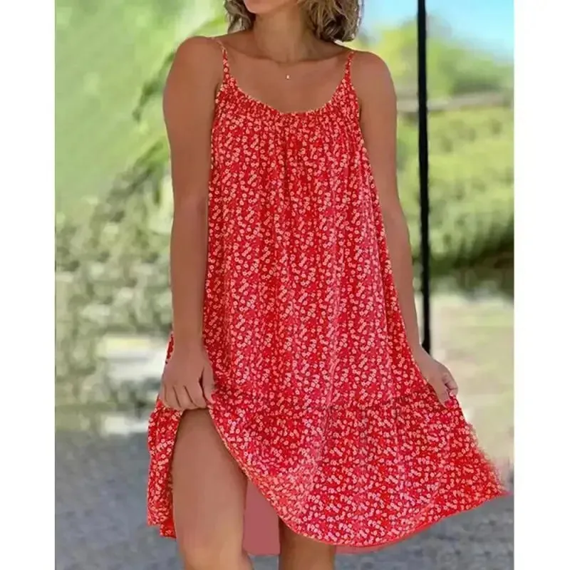 Elegant Shattered Causal O Neck Women Floral Print Dress