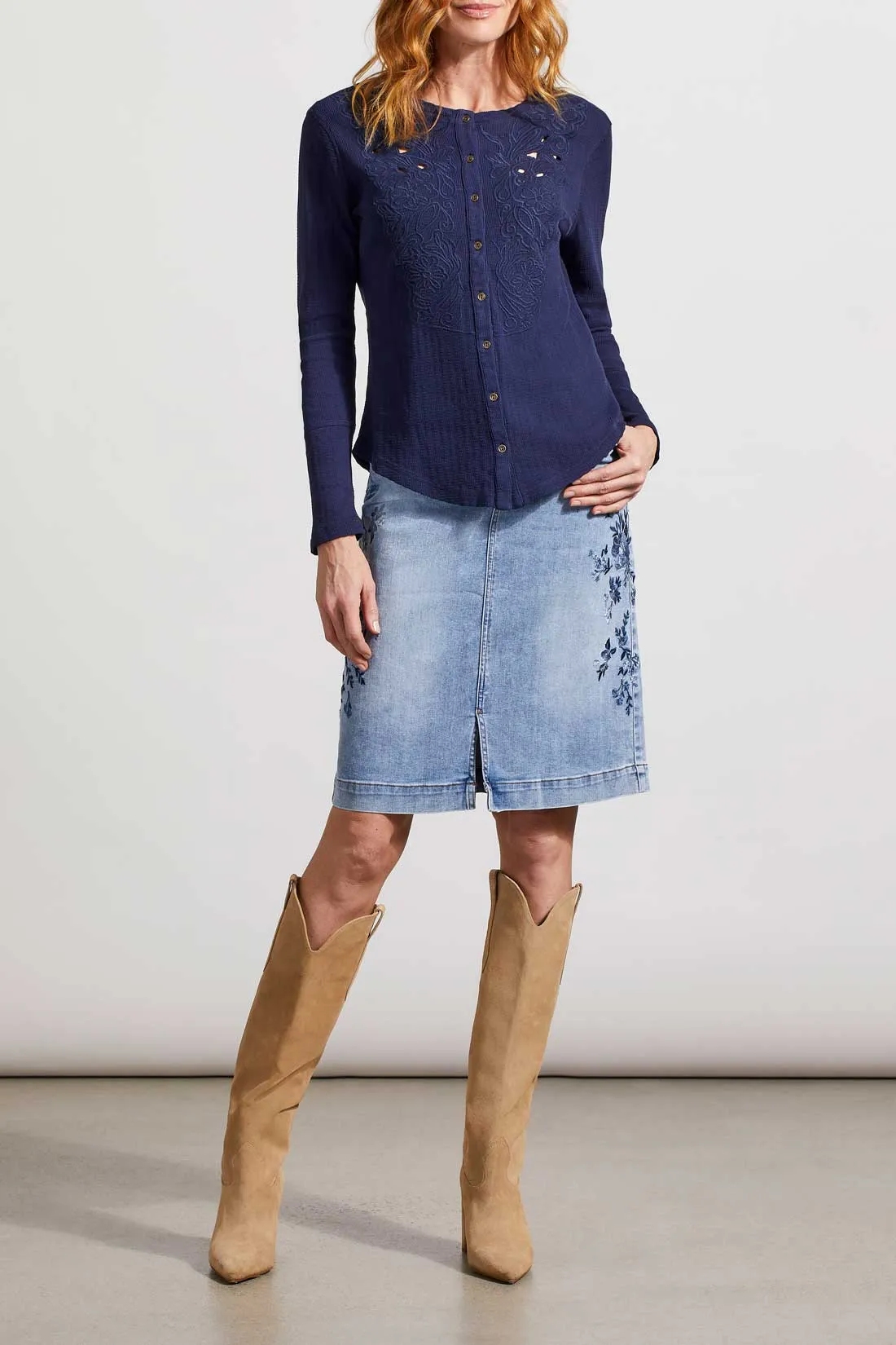 Embroidered Button Up Top