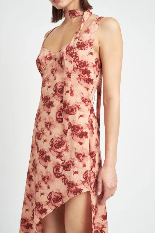 EMORY PARK Floral Asymmetrical High-Low Cocktail Dress