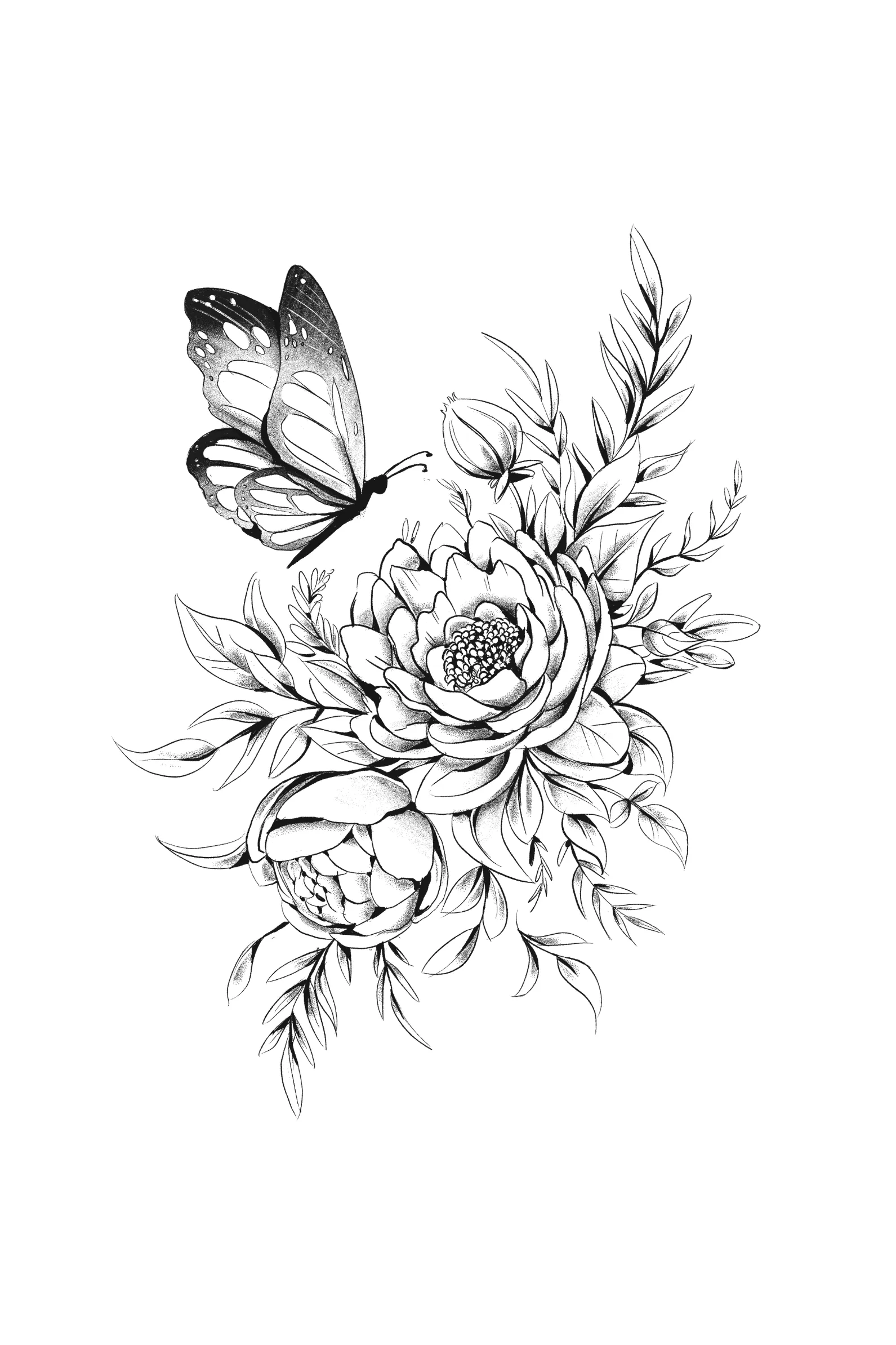 Floral Butterfly Tattoo Printed Scoop Neck T-shirt for women