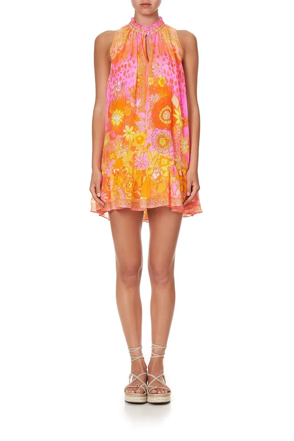 HIGH NECK RUFFLE DRESS HAIR HAIR HAIR