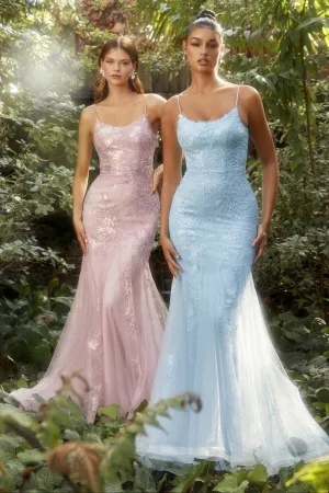 Iridescent Lace Mermaid Scoop Neck Laced Open Back Sequin Long Prom & Bridesmaid Dress ALA1131 Sale