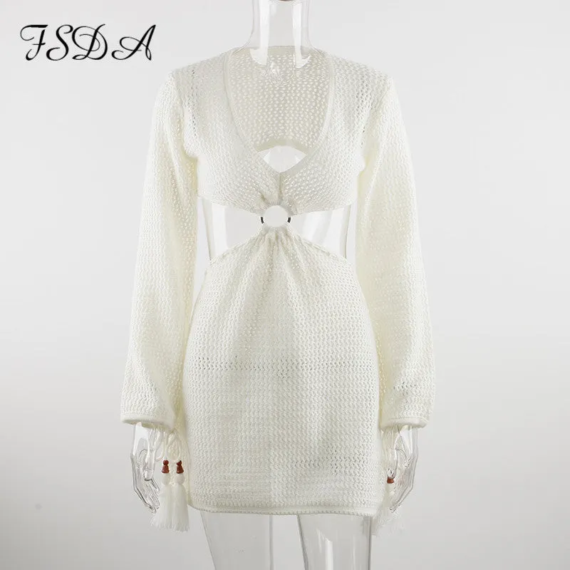 Knitted V Neck Dress