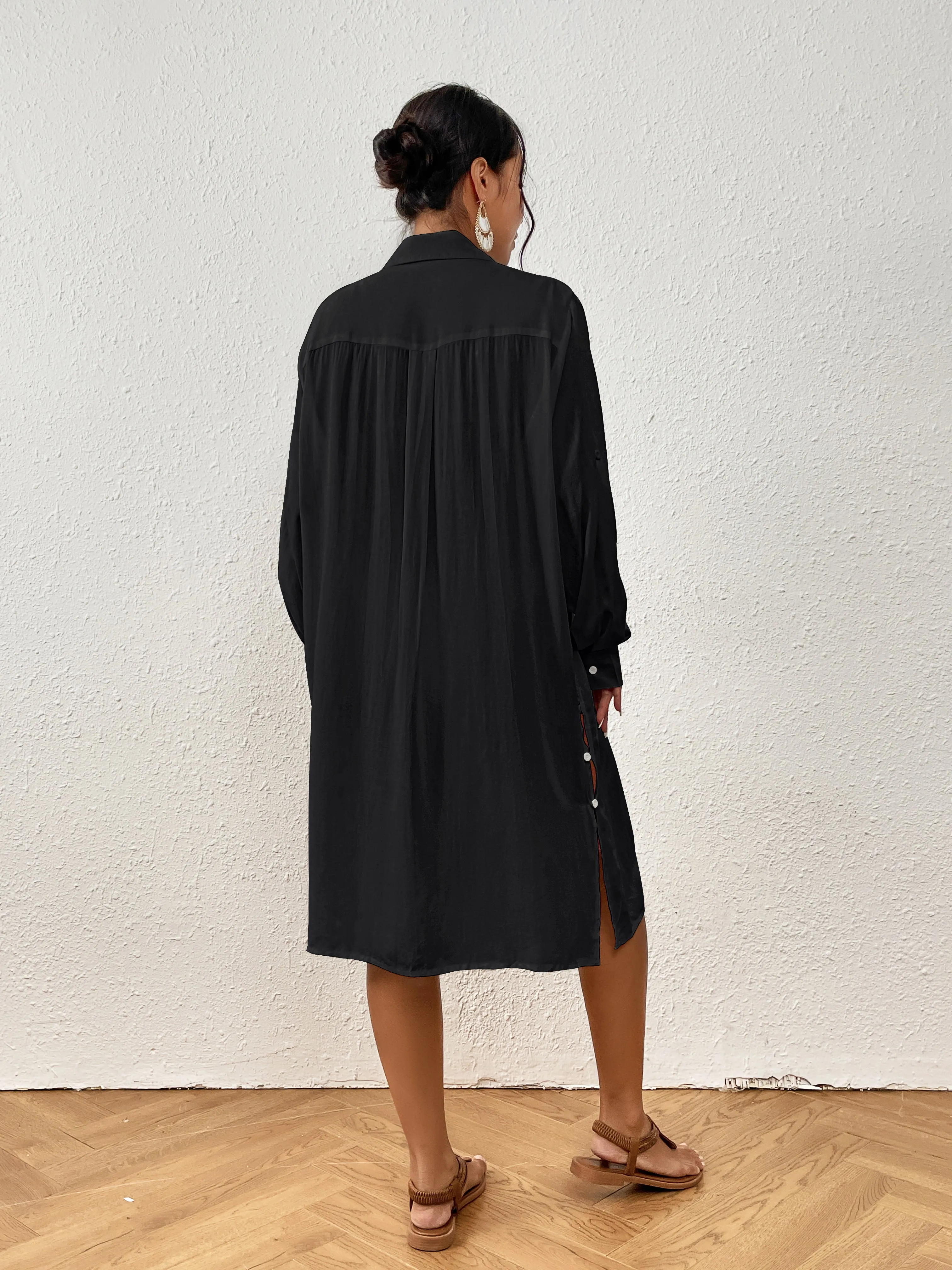 Long Sleeve Button-Down Beach Shirt Cover Up for Women