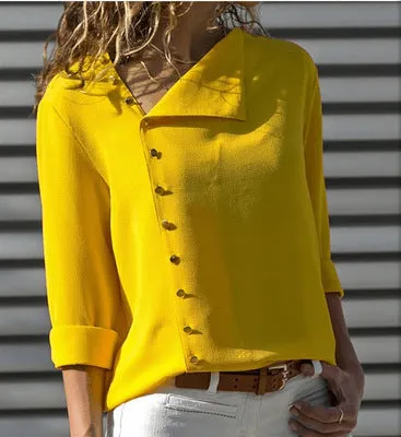 Long Sleeve Buttoned Blouse Top