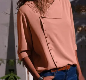 Long Sleeve Buttoned Blouse Top
