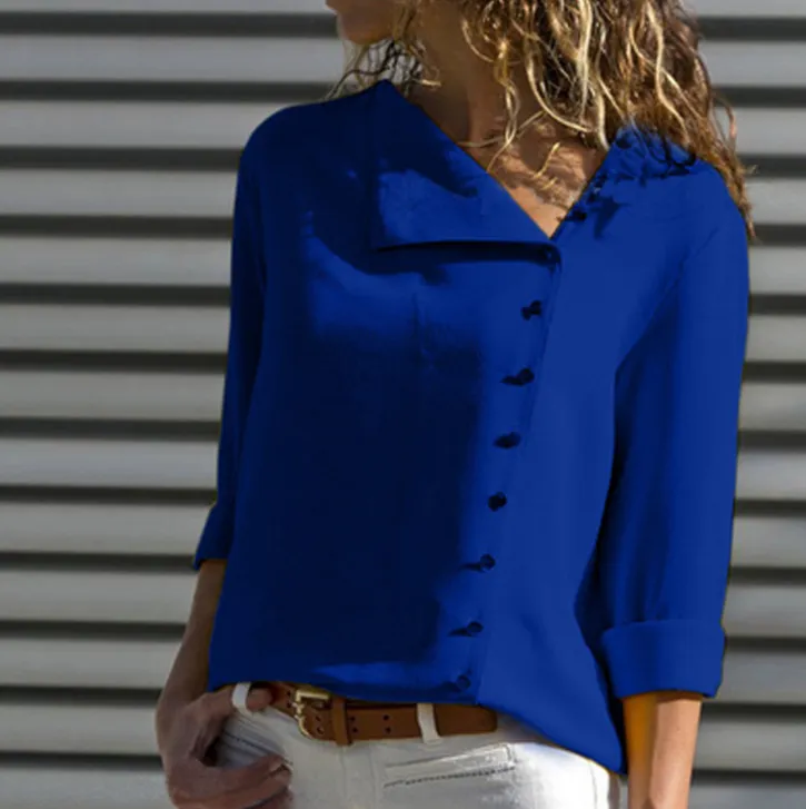 Long Sleeve Buttoned Blouse Top