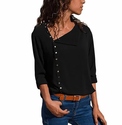 Long Sleeve Buttoned Blouse Top