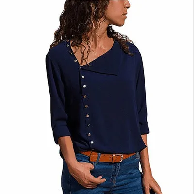 Long Sleeve Buttoned Blouse Top