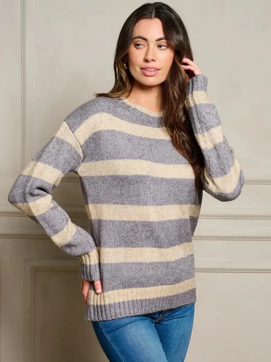 LONG SLEEVE STRIPES PULLOVER SWEATER