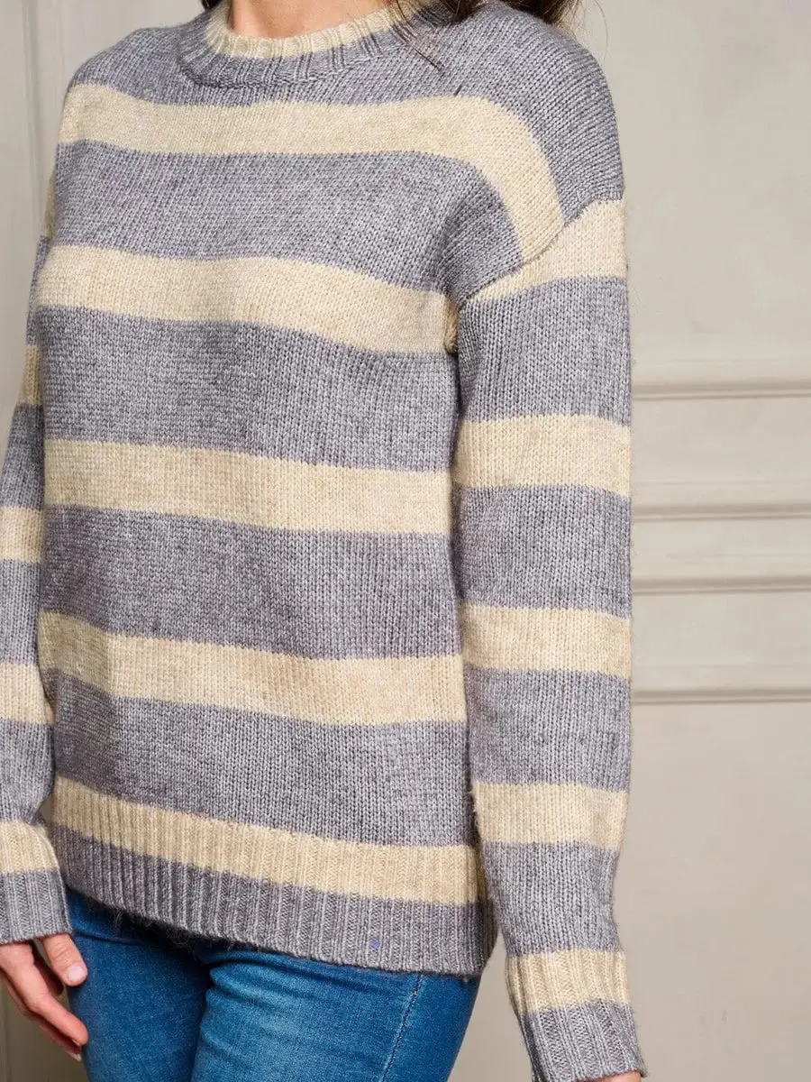 LONG SLEEVE STRIPES PULLOVER SWEATER