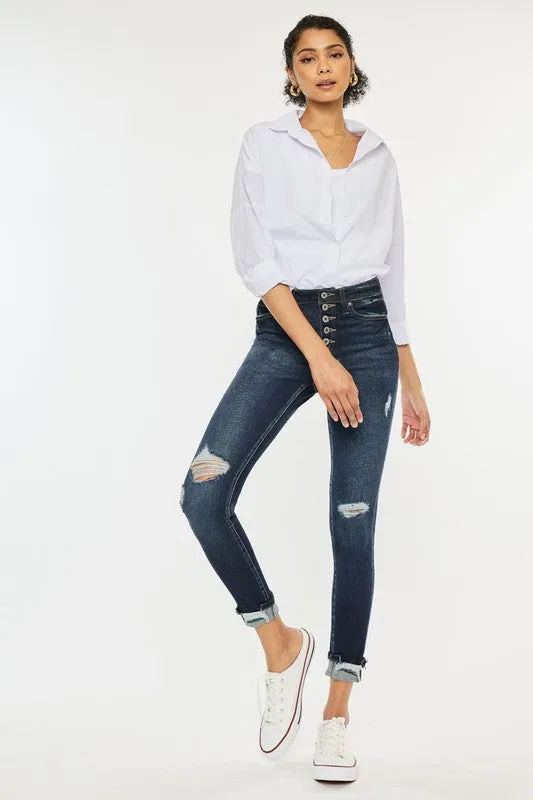 Love Train High Rise Cuffed Ankle Skinny Jeans